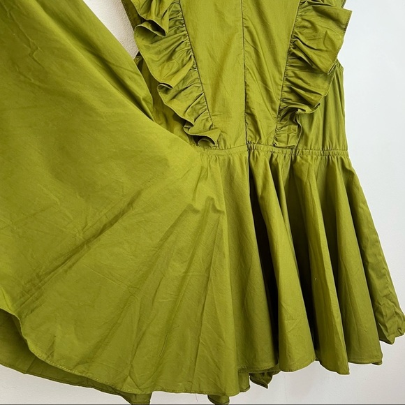 Pretty Little Thing Olive Poplin Button Detail Flare Short Romper Size 8 - Picture 8 of 14